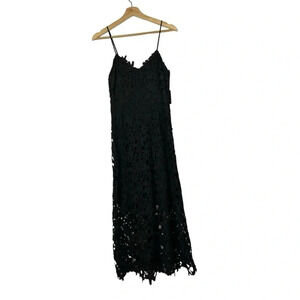 Express Black Floral Lace Sleeveless Sheer Hem Maxi Dress S